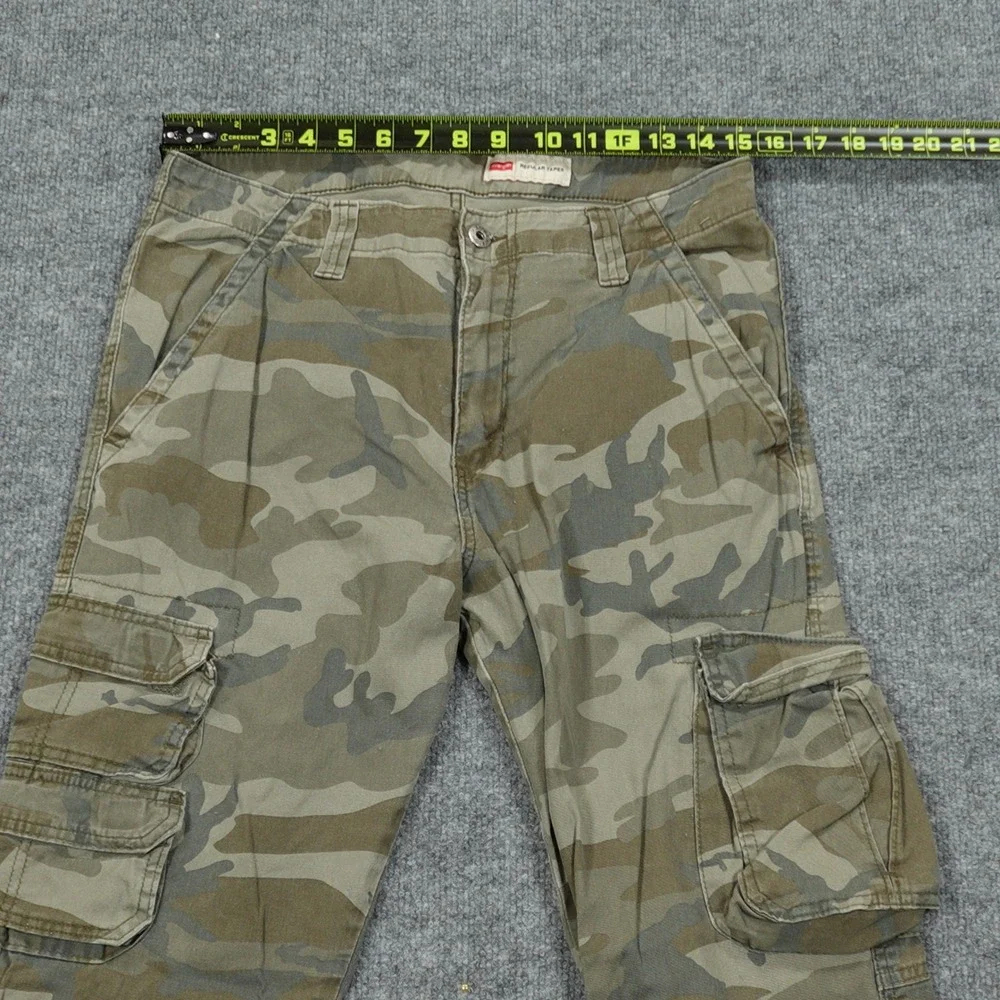 Wrangler Cargo Pants Men 32x32 Green Camo Regular Taper Stretch Tactical Utility